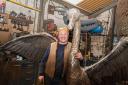 Paul with his giant swan sculpture