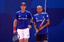 Andy Murray and Dan Evans, right, train at Roland Garros (Martin Rickett/PA)