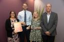 Left to right: Sarah Spooner, Matt Tuckwood and Tabitha Crowther from Whitefriars Church of England Primary Academy with Craig Neale (sponsor - Norse group) at the Norfolk Education Awards 2024