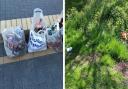 Ipswich rubbish has been cleaned up on Radcliffe Drive, left, and left in Stonelodge Park, right.