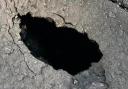 A sinkhole appeared at a road in Ipswich at the weekend
