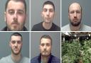 Five men, pictured, and another man were jailed last Friday