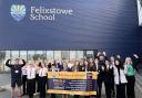 Pupils and staff at Felixstowe School celebrate receiving a 'good' Ofsted rating