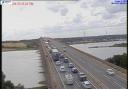 There are heavy delays on the A14 at Orwell Bridge following a crash