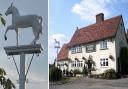 The White Horse Inn in Tattingstone has unveiled the newly restored horse.