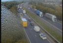 Drivers are facing long delays on the A14 near Claydon