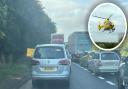 A woman was airlifted to hospital after an incident on the A12