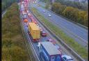 There are severe delays on the A14 this morning