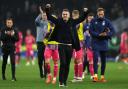 Ipswich Town manager Kieran McKenna celebrates after his side's 2-1 victory at Tottenham.