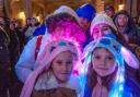 Laura And  Sumer Marsh with Nikki and Amelia Shelley enjoy the Christmas light switch on.