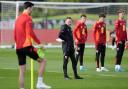 Manager Craig Bellamy (centre) is hoping for a successful conclusion to Wales’ Nations League group campaign (Nick Potts/PA)