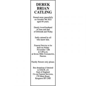 DEREK BRIAN CATLING