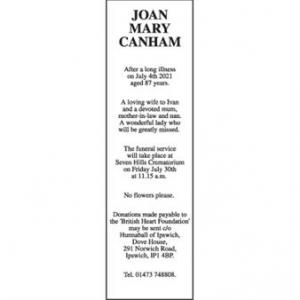 JOAN MARY CANHAM