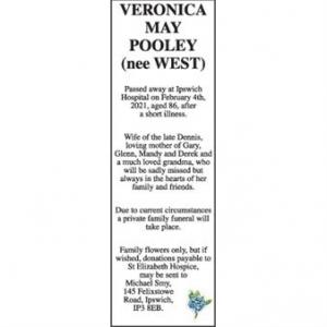 Veronica May Pooley (nee West)