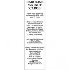 CAROLINE WRIGHT CAROL