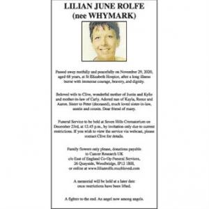 Lilian June Rolfe (nee Whymark)