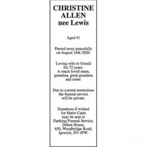 CHRISTINE ALLEN nee LEWIS