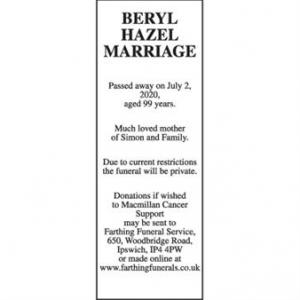 BERYL HAZEL MARRIAGE