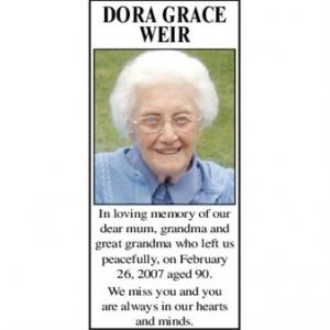 DORA GRACE WEIR