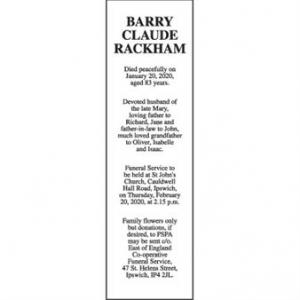 BARRY CLAUDE RACKHAM