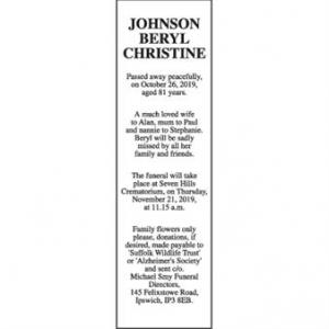 BERYL CHRISTINE JOHNSON