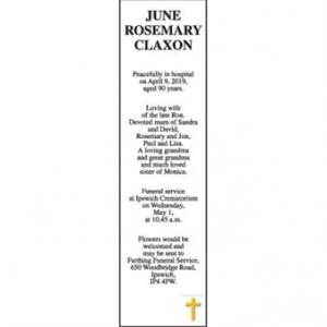 JUNE ROSEMARY CLAXON