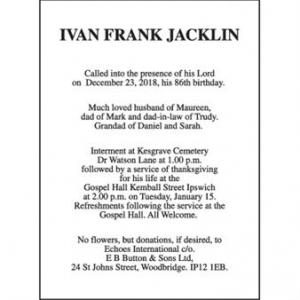 IVAN FRANK JACKLIN