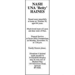 UNA Betty NASH (formerly Haines)