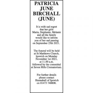 PATRICIA JUNE BIRCHALL (JUNE)