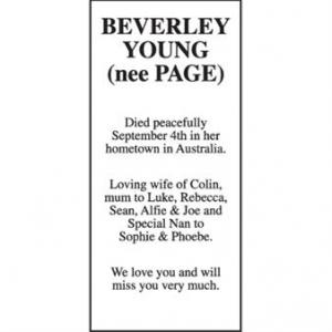 BEVERLEY YOUNG (nee PAGE)