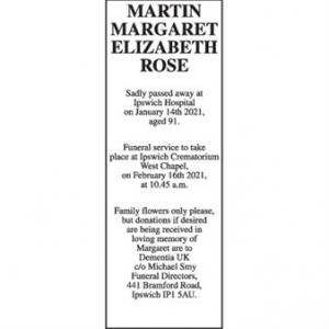 Margaret Elizabeth Rose MARTIN