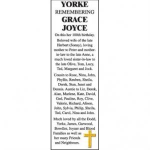 GRACE JOYCE YORKE