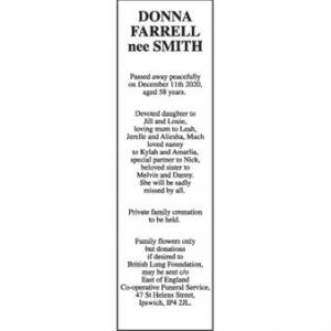 DONNA FARRELL nee SMITH