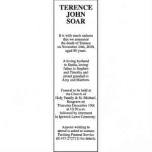 TERENCE JOHN SOAR