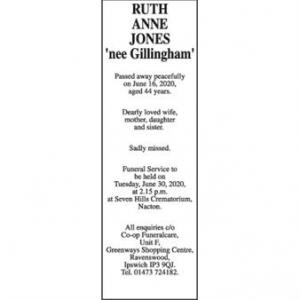 RUTH ANNE JONES nee Gillingham