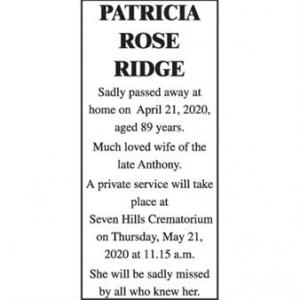 PATRICIA ROSE RIDGE