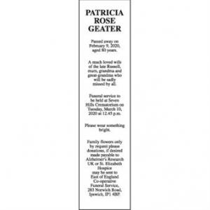 PATRICIA ROSE GEATER