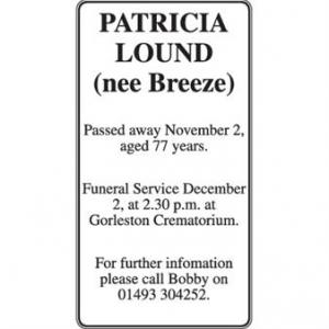 Patricia Lound (nee Breeze)