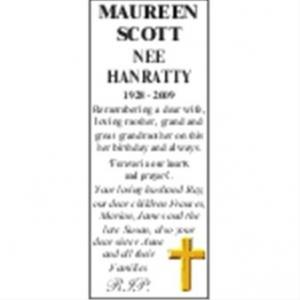 MAUREEN SCOTT nee Hanratty