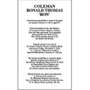 RONALD THOMAS RON COLEMAN