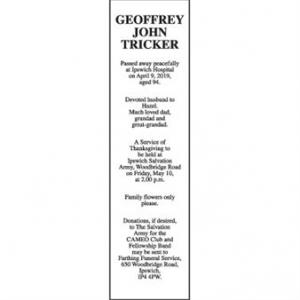 GEOFFREY JOHN TRICKER