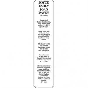 JOYCE EMILY JOAN DAVEY née GYNN