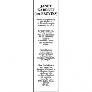 JANET GARRETT (nee PROVINS)