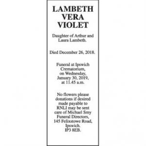 VERA VIOLET LAMBETH