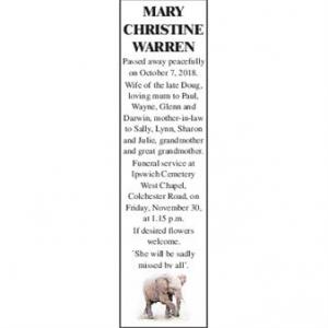 MARY CHRISTINE WARREN