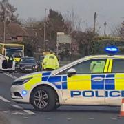 Police on the scene of a crash on Colchester Road in Ipswich