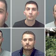 Five men, pictured, and another man were jailed last Friday