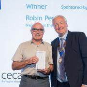 Robin Percy receives the award from Alan Cox