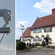 The White Horse Inn in Tattingstone has unveiled the newly restored horse.