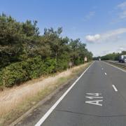 There are currently heavy delays on the A12 and A14 following a collision between a car and a bike